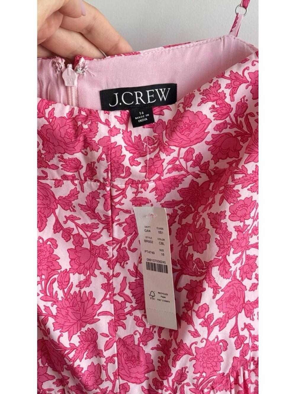 J.Crew A-Line Cotton Poplin Midi Dress Rosebud Floral Pink Size 16 NWT - Picture 4 of 9